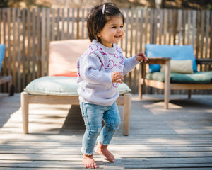 Kids lilac purple bandana pattern sweater. 