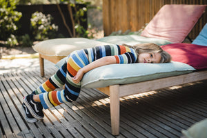 Kids multi stripe knit tee and matching sweatpants. 