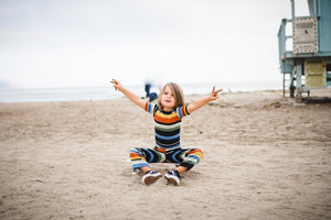 Kids multi stripe knit tee and matching sweatpants. 