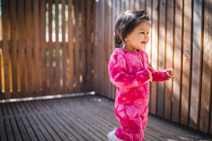 Kids fuchsia pink tie dye onesie. 