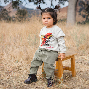 Kids light grey tiger and lightning bolt sweater. 