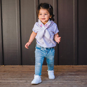 Kids lilac purple bandana pattern scarf. 