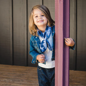 Kids indigo blue tie dye scarf. 